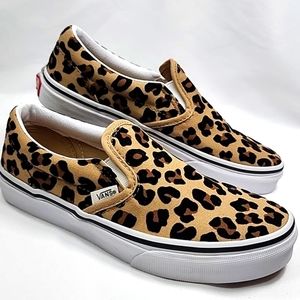 VANS VELVET LEOPARD PRINT SIZE 3 KIDS
